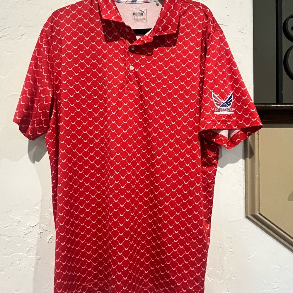 Puma Red Geometric Polo Shirt